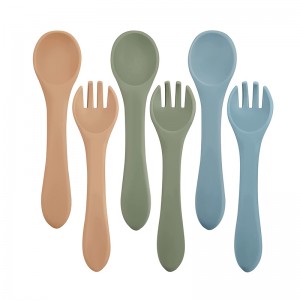 Силиконова лъжица и вилица за раждане на банди, първия етап Бебешки бебета